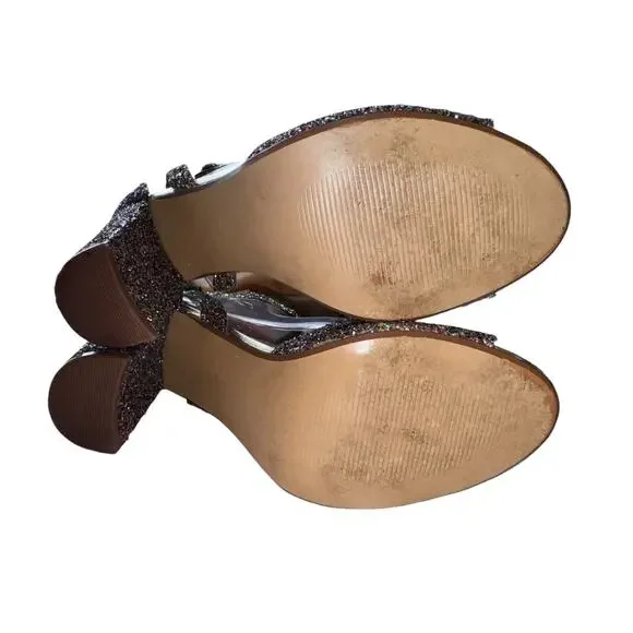 Betsey Johnson Womens Glissten Ankle Strap Glitter 4” Heel Sandals, Size 8.5 - Picture 10 of 11